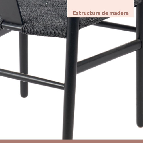 Pack 2 Sillas Wishbone Rattan - Negra Con Hilo Negro