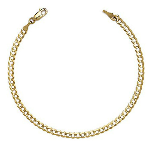 Pulsera Y Tobillera De Cadena Cubana De Oro Fino De 10k, 4mm