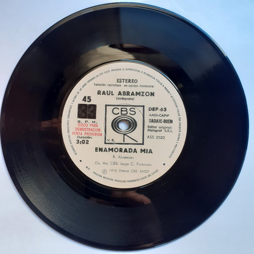 Vinilo Simple - Raul Abramzon (enamorada Mia) (Usado)