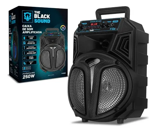 Caixa De Som Amplificada Bluetooth Rádio Fm 250w Rms Tws Led Rgb Portatil Sem Fio Usb Tcs300 Cor Preto The Black  Tools 127/220v