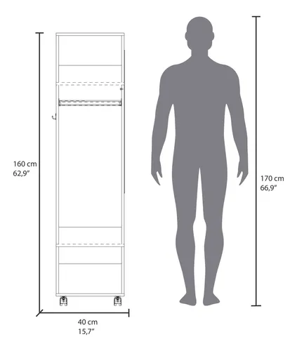 Closet Optimus Con Espejo Custer Sin Puerta / Wengue