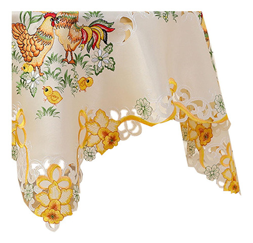 Mantel De Pascua Compatible Con Mesa Redonda Bordado 58x58cm