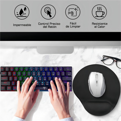Mouse Pad Ergonomico Con Soporte Muñeca De Gel Silicon