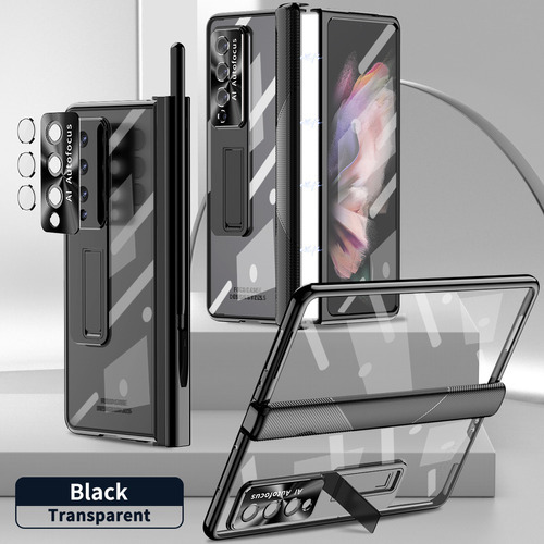 Funda Transparente Para Teléfono Samsung Galaxy Z Fold 3 Y 4 Color Negro Transparente For Galaxy Z Fold 3