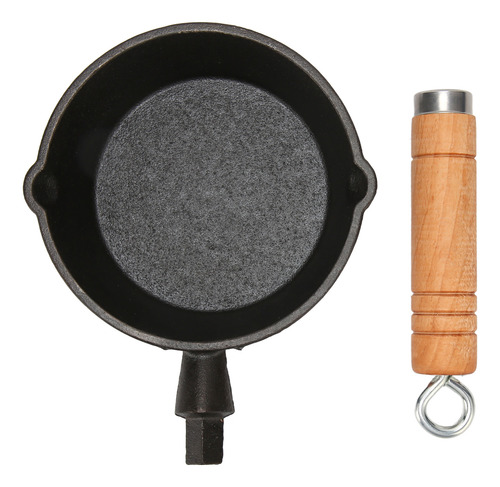 Sartén De Hierro Fundido Con Caños De Goteo Con Mango De Mad