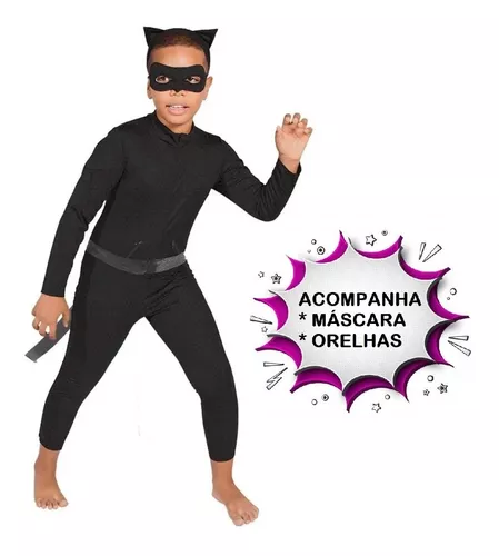 Fantasia Infantil Cat Noir Miraculuos Com Acessórios