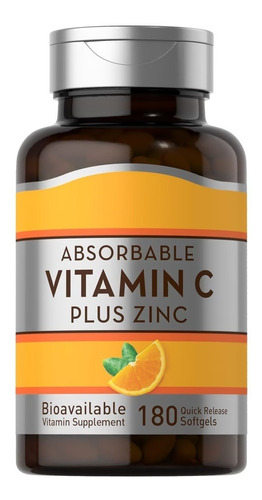 Vitamina C Absorbible Y Zinc 180 Cap Sist Inmune Antioxidant