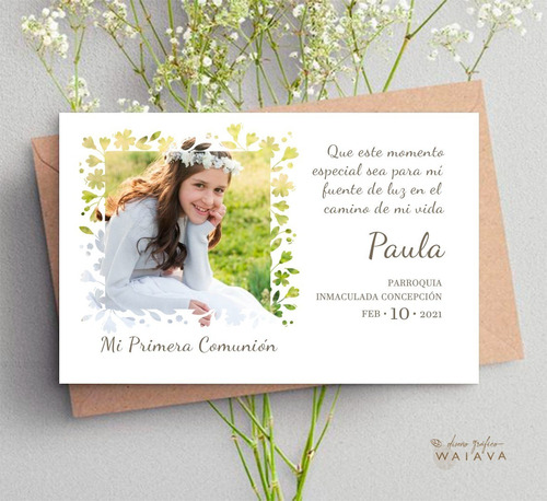 Imagen 5 de 10 de Estampas Nenas Primera Comunión 11 X 7 Cm Horiz C/foto X 3u