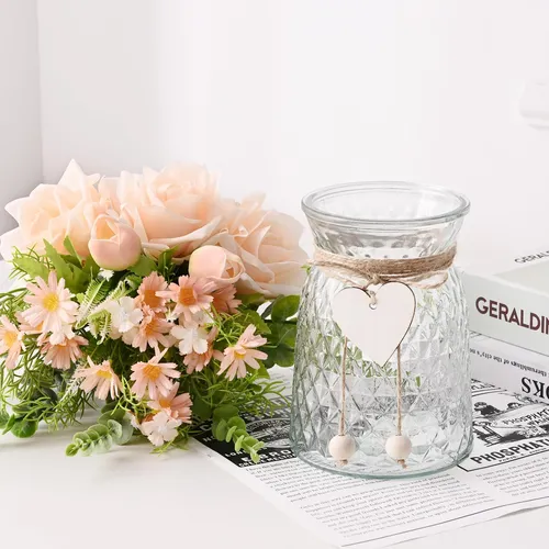 Waipfaru Flores Falsas En Florero, Rosas Artificiales De En
