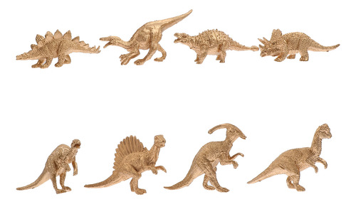 Ornamentos Dorados Modelo Dinosaurio Mini, 8 Unidades