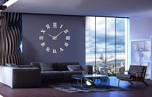 Ams péndulo reloj de pared plata blanco vidrio aluminio Modern salón oficina pasillo 