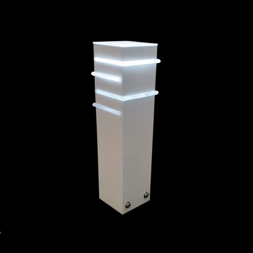 Poste Balizador Moderno De Chão Branco 30cm Ideal