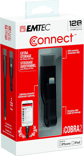 Emtec Icobra iPhone Flash Drive 128gb 3 En 1 Negro, Doble Co