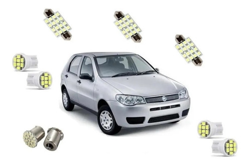 Kit Led Fiat Palio Fire 2007 2014 Teto Placa Ré Farolete T10