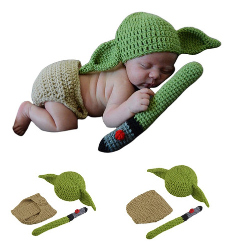 Baby Yoda Star Wars Ropa De Bebé Tejida A Mano 0-3 Meses