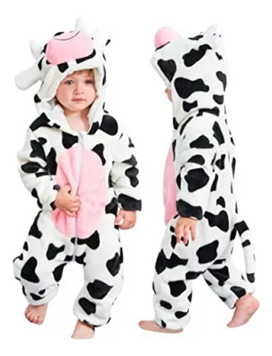 Pijama Polar Y Disfraz Vaca Enterito Polar Bebés Niños