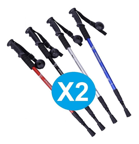 Pack2 Bastón Trekking Senderismo 3 Tramos Mango Antishock