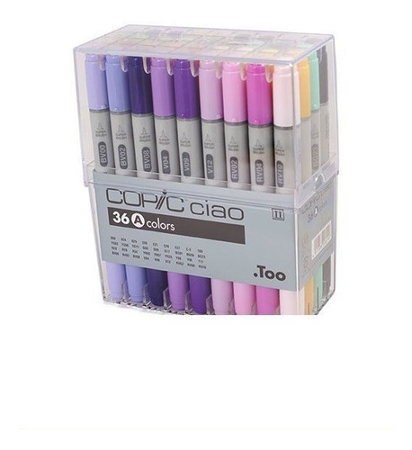 Marcador Copic Ciao Doble Punta Set *36 Verdes Y Violetas