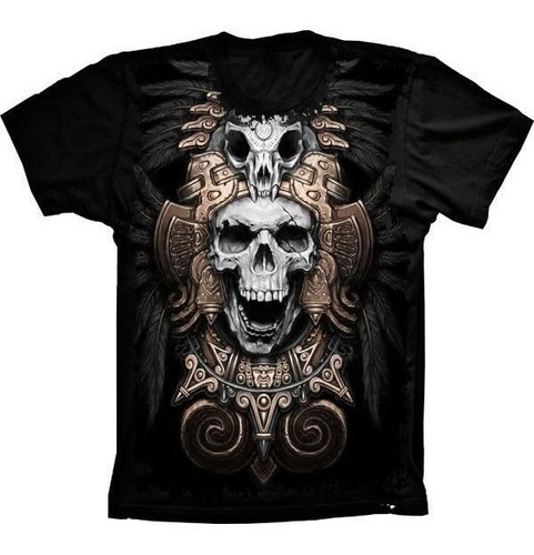 Camiseta Estilosa 3d Fullprint - Skull Caveira Indian