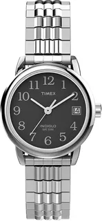 Reloj Mujer Timex Con Luz Indiglo 25 Mm Wr 30m Tw2v467009j Color de la correa Plateado Color del bisel Plateado Color del fondo Negro
