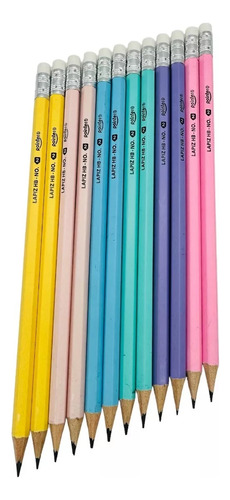 Set 12 Lápiz Grafito Pointer Premium Hexagonal Hb N°2 Pastel