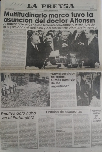 La Prensa 11/12/1983 Asumio Alfonsin La Presidencia,detalle