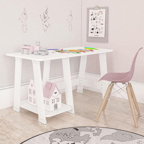 Mesa Infantil 1 Prateleira Skye Politorno Branco