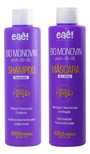 Kit 2 Passos Bio Monovin Shampoo E Máscara 300ml Eaê