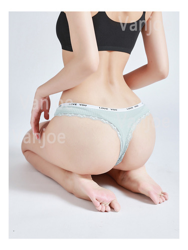 Tanga Corte De Algodón Encaje De Mujer Sexy Bragas De 8 Uds