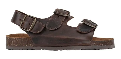 Sandalias Chanclas Hombre Piel Huarache Cafe