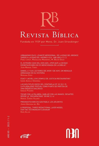 Revista Bíblica 2023/1-2 - Año 85, De Asociación Bíblica Aba. Editorial Verbo Divino, Tapa Blanda En Español, 2023