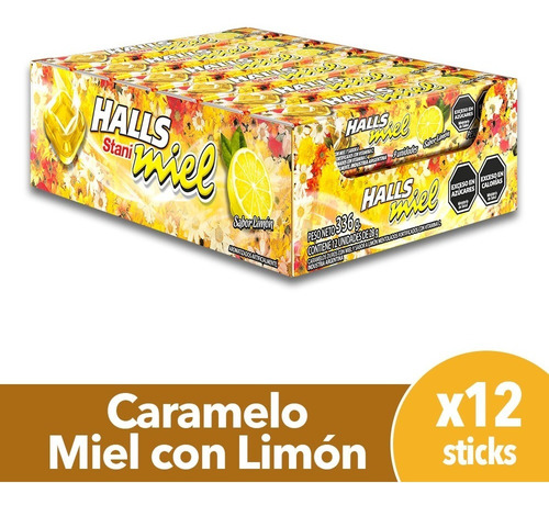 Caramelos Menta, Limón Y Miel Halls Display X 12 Uni