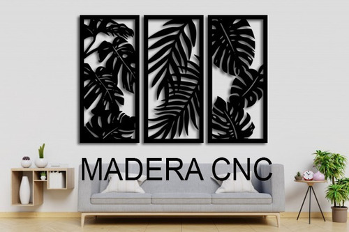 Cuadros Hojas Monstera Hogar Decoracion Mdf 6mm Sala Pared 