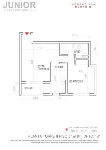 Imagen 12 de 12 de Departamento De 1 Dormitorio En Venta En Rosario
