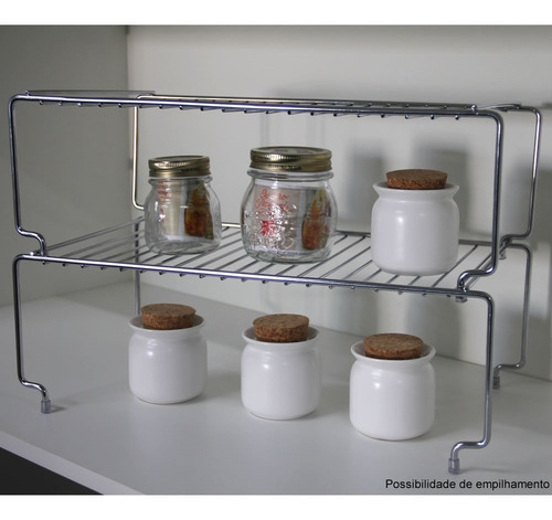 Prateleira Suporte Armário Cozinha Closet Empilhável 42cm