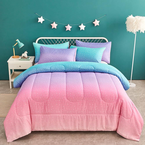 Yogeneg Rainbow Comforter Set Twin Size Para Mujeres Adolesc