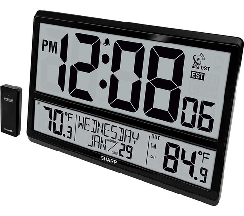 Reloj Atomico Sharp, Con Sensor De Temperatura, Moderno