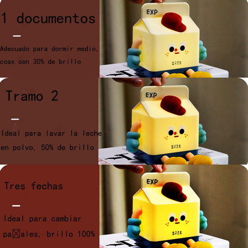 Luz Noche Led Creativo,luz Noche Para Niños Cartón De Leche