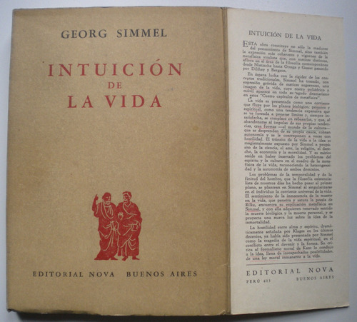 Simmel Georg / Intuición De La Vida. Cuatro Capítulos De Met