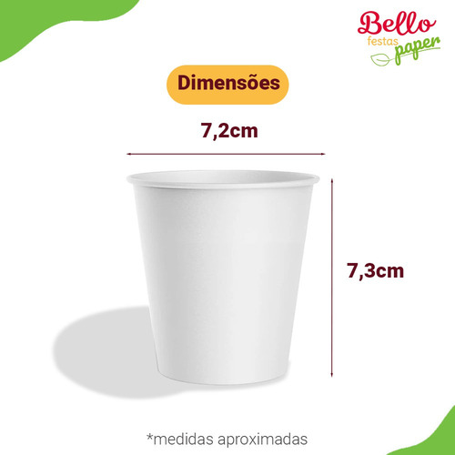 Copo Papel Para Cafe Branco 210ml Descartavel Com 100un Bello Festas