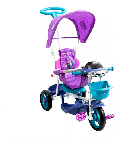 Triciclo Infantil Manija Direccional Frozen Luces Dencar Ram