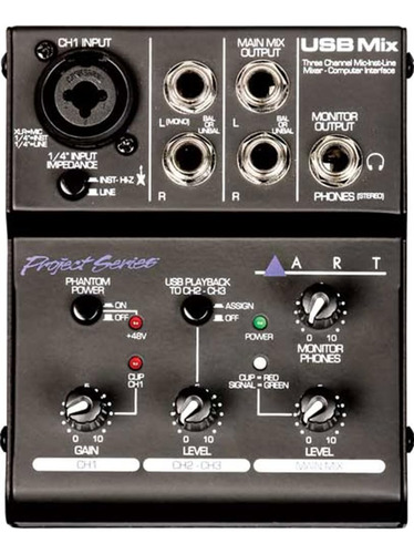 Art Mezclador Pro Audio Usb Mix De 3 Canales E Interfaz De A