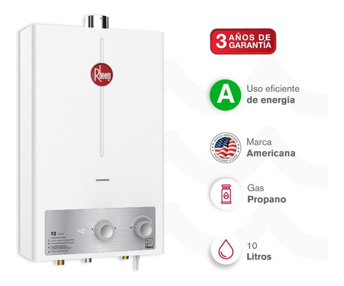 Calentador De Agua 10lt Gas Propano Tiro Forzado Rheem