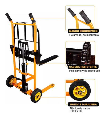 Imagen 5 de 9 de Yegua O Apilador Hidráulico Manual 200 Kg, Elevación 90 Cms