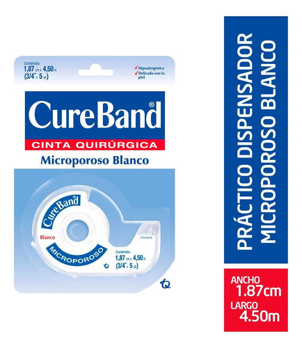 Cinta Micropore Cureband Blanco 1.87cm X 4.5m
