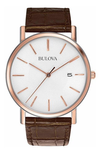 Reloj Bulova 98h51 Hombre Original Acero Inoxidable B4u Color de la correa Café Color del bisel Oro rosa Color del fondo Blanco