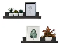 Comprar Kit 2 Repisas Estantes Biblioteca Especiero Madera Pino 60cm Color Negro
