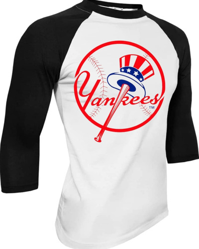 Playera Yankees Beisbol Manga 3/4