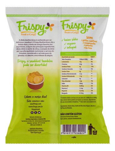 Chips de Batata-Doce Integral Mediterrâneo Frispy Fresh'n'Crispy Pacote 40g