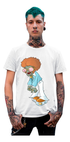 Blanca Cleen Playera Plantas Vs Zombies Bailarin Disco